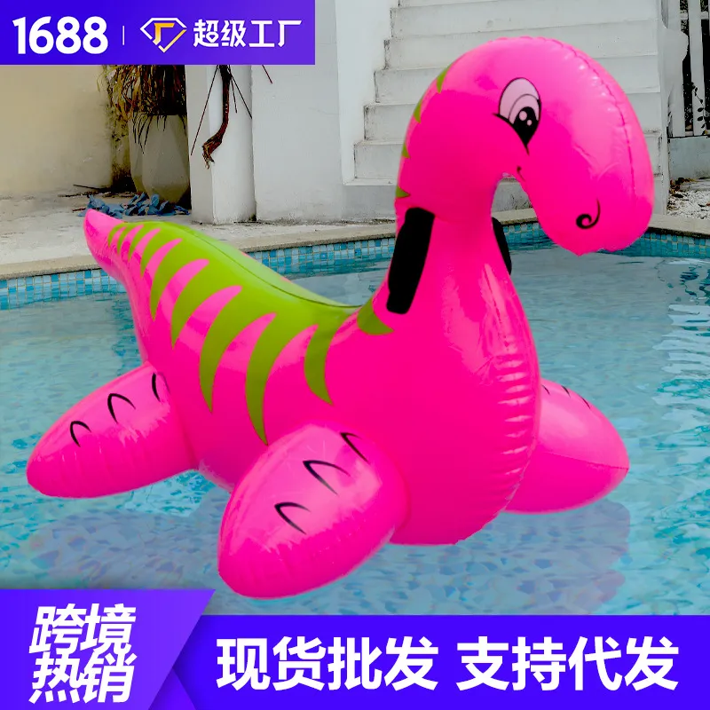 跨境 充气儿童恐龙坐骑水上戏水玩具婴幼儿游泳圈把手加厚pvc浮排