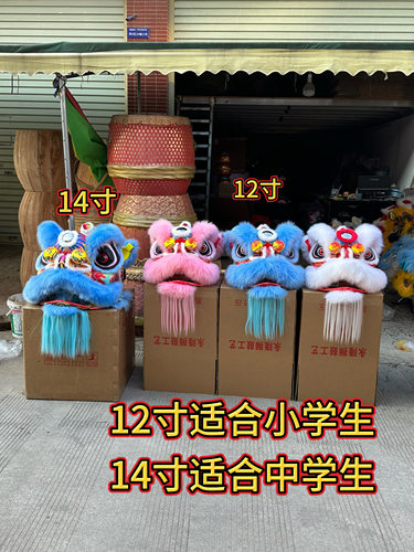 舞狮狮头道具儿童泡沫可眨眼表演醒狮头 12寸14寸开学季演出全套