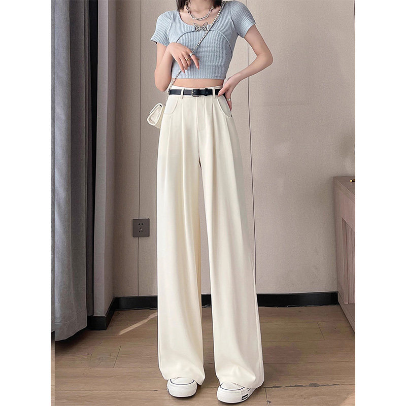 99261-38直筒窄版阔腿西装裤子大码女胖mm显瘦梨型身材高腰拖地裤