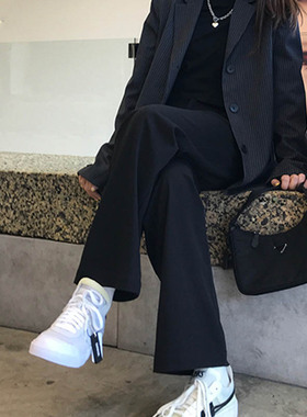 99010-035适合胯大腿粗大码休闲西装裤胖mm梨型身材穿搭高腰显瘦