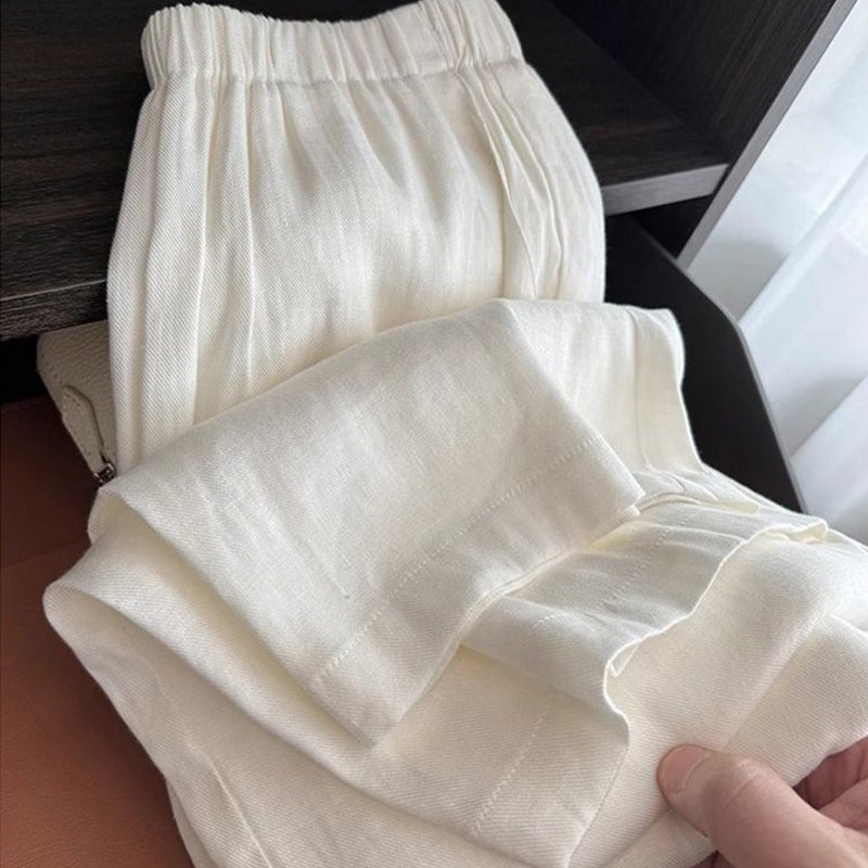 夏季薄款白色阔腿裤子女胖mm大码