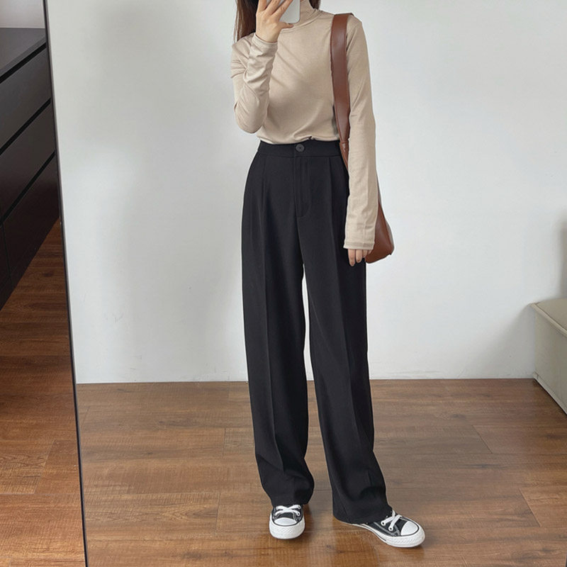 9820-038高腰垂感西装裤大码女胖mm遮肚显瘦梨型身材腿粗屁股大