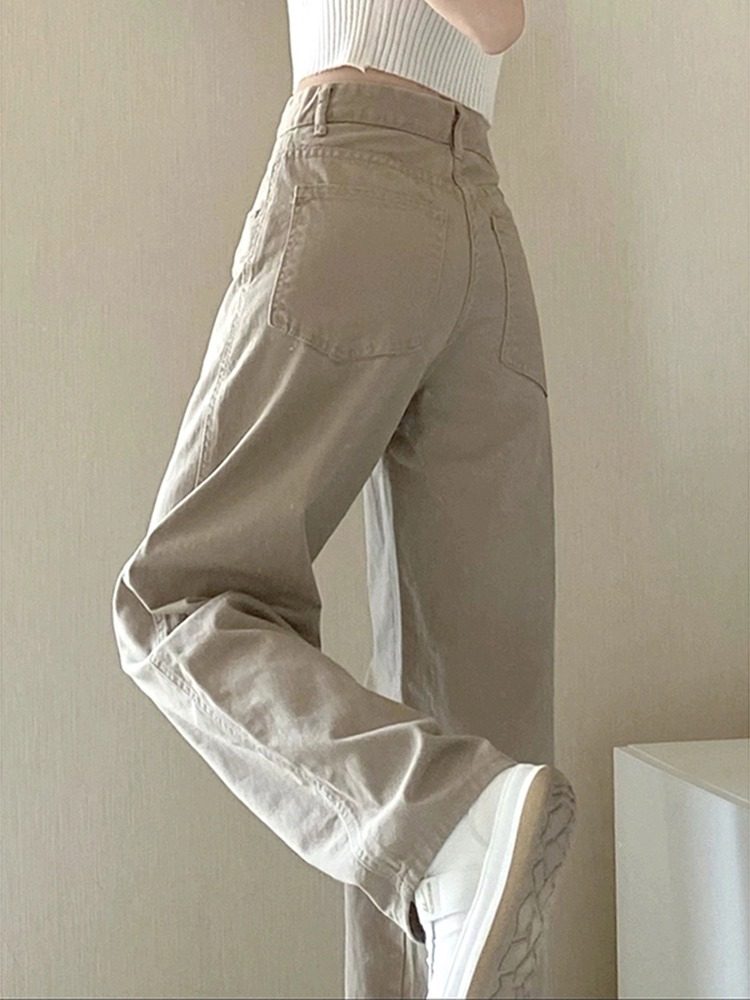 77099-038卡其色裤子梨形身材粗腿宽胯直筒牛仔裤大码女胖mm显瘦,女装/女士精品,牛仔裤,淘宝优惠券,粉丝福利购,淘宝优惠卷