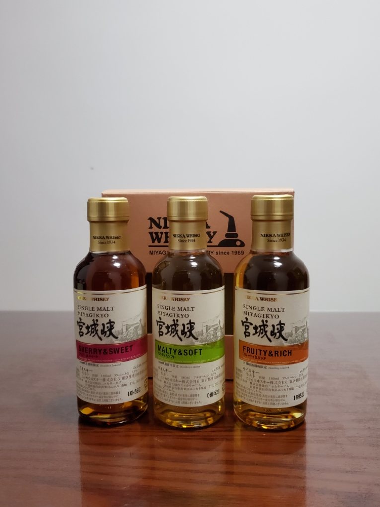 小酒版余市nikka纯麦芽威士忌雪莉香草水楢原酒桶强55度180ml*3