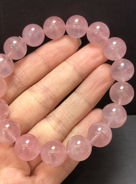 天然马粉粉水晶手链果冻粉女款单圈粉晶手串送女友闺蜜生日礼物