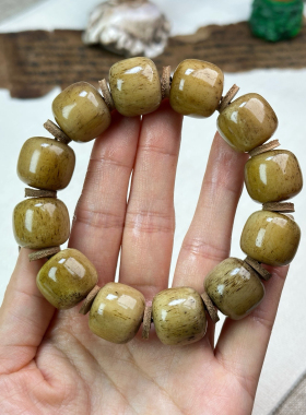 天然驼骨手串手链保真骆驼骨老型桶珠未脱脂瓷白血丝男女款佛珠念