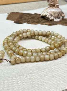 天然驼骨手串手链保真骆驼骨老型桶珠未脱脂瓷白血丝男女款佛珠念