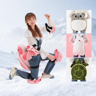 雪冬季滑护具乌毛绒玩具屁垫柔软可爱棕滑雪新熊防护膝龟护臀滑雪