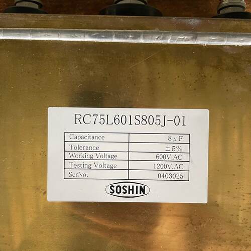 RC75L601S805J-01 铜壳电容 SOSHIN双信 8μF 600V.AC议价维修