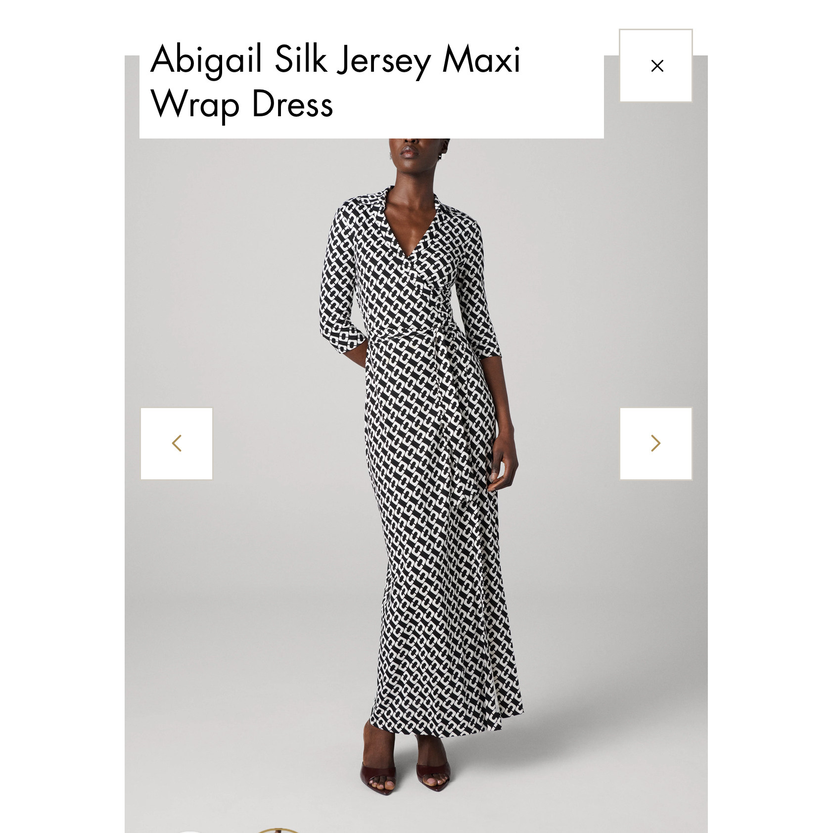 DVF黑白经典锁链abigail 针织桑蚕丝裹身裙maxi，new abigail上新