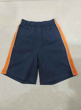 藏蓝色加橘色宽杠前加白细条中高小学生校服短裤夏季薄款宽松休闲