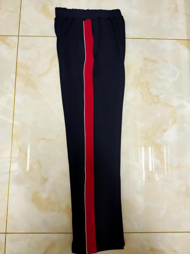 加绒加厚白细4厘米红道校服裤子