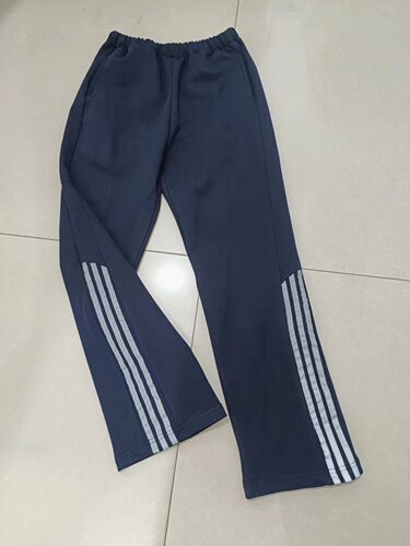 可订做纯棉中高小学生男女校服深藏蓝色部分三反光条运动休闲校裤