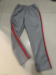 包邮 款 校裤 子四季 南韩丝宽松休闲运动裤 中学生灰色二大红条校服裤