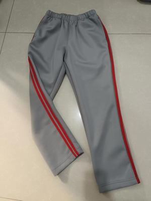 包邮校裤中学生灰色二大红条校服裤子四季款南韩丝宽松休闲运动裤