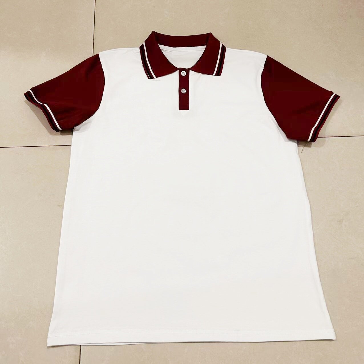 西安夏款中小学生纯棉薄款校服短袖T恤上衣酒红领运动POLO衫可定