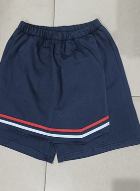 陈经纶学校女生夏季纯棉校服藏蓝色贴红白条休闲运动校服裤裙可定
