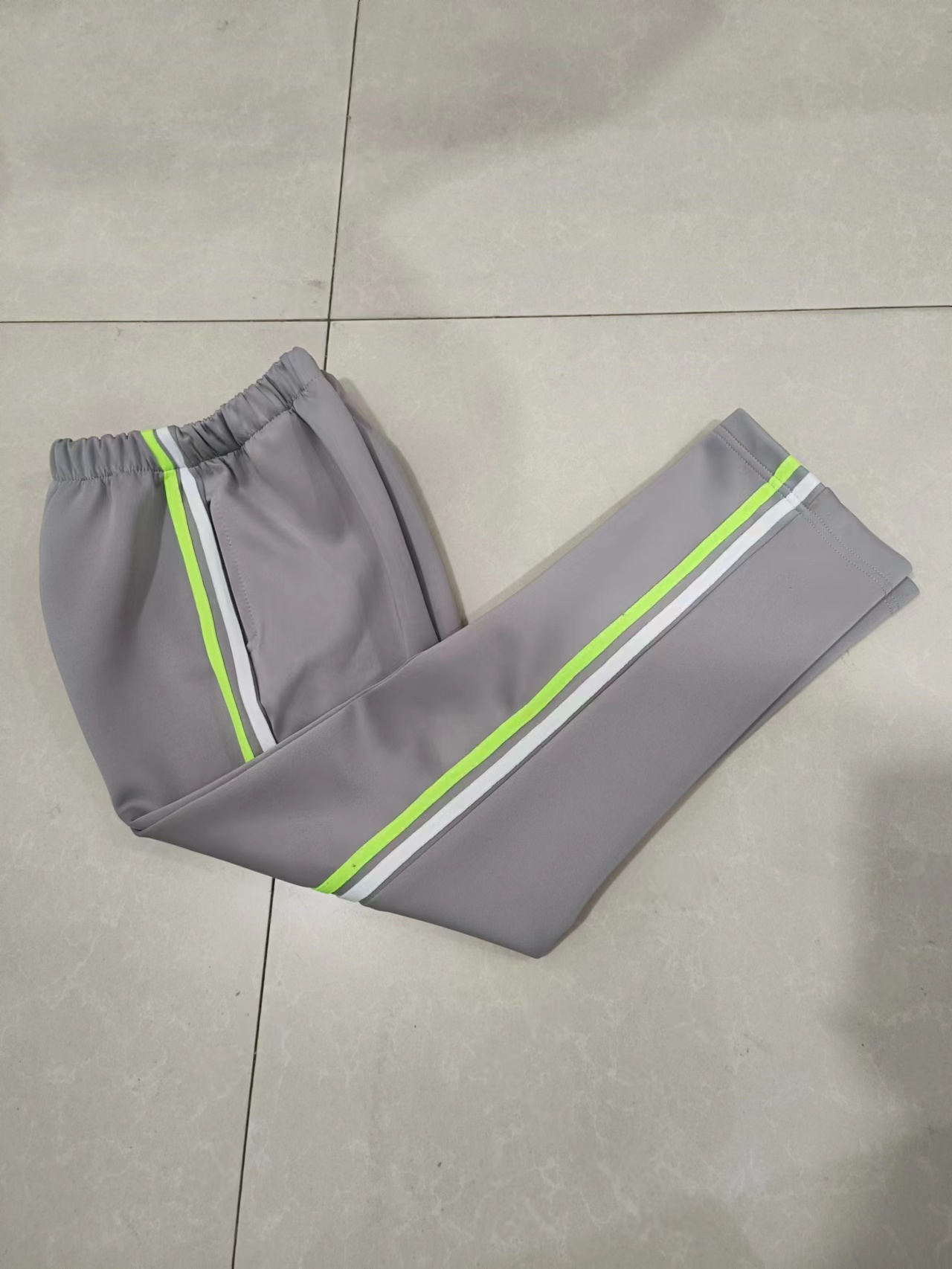 中小学生春秋男女校服长裤灰色南韩丝贴白条荧光绿条运动校裤子可