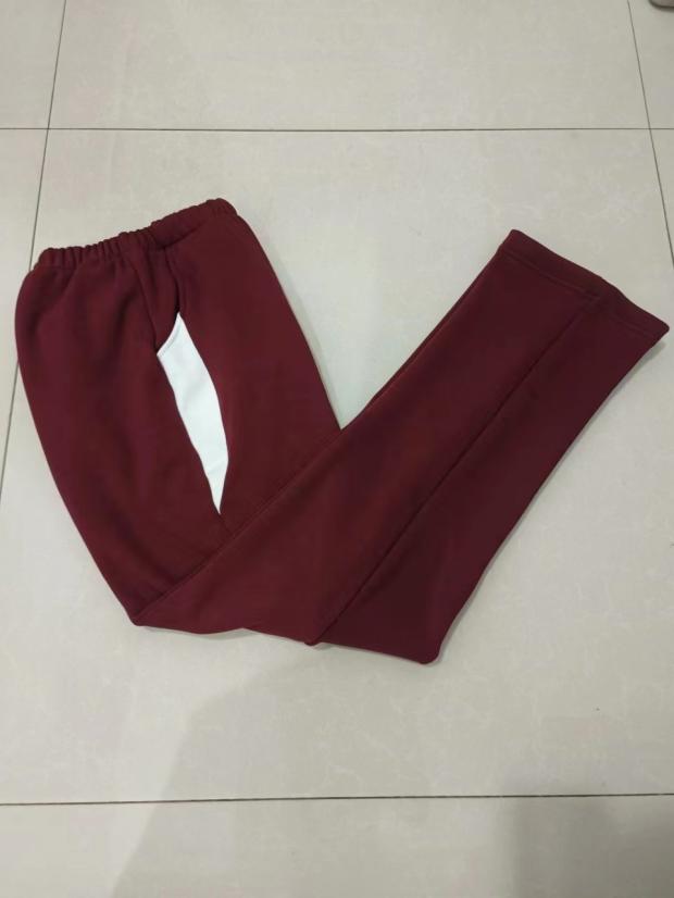 纯棉中高小学生男女校服长裤酒红色拼部分白条休闲舒适运动校服裤