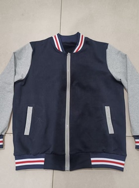 武汉学校同款中高小学生纯棉校服上衣藏蓝色拼接灰色袖子运动上衣