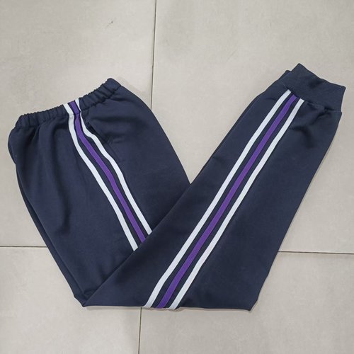 纯棉校裤藏蓝色裤子白紫白条初高中小学生校裤男女春秋运动裤可定