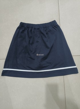 纯棉夏季新款中小学女生藏蓝色贴一根白条休闲运动校服短裙可来定