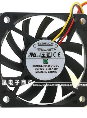 台湾EVERFLOW R126010BU 6010 6CM 12V 0.35A双滚珠 大风量 风扇