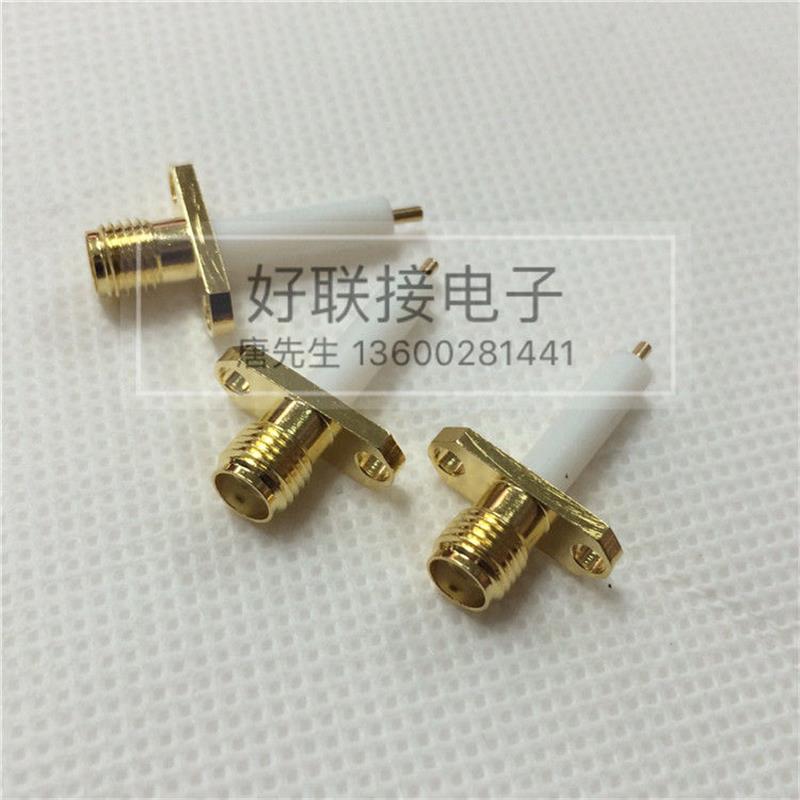 SMA-KF菱形2孔安装射频RF同轴信号连接器SMA母座15MM加长白胶50欧