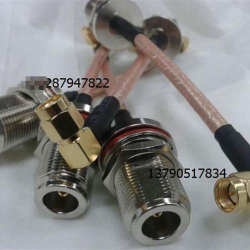 RF射频线 50-3棕色高屏双屏蔽线 N母加长防水转SMA公弯90° 10CM