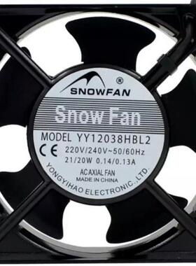 SNOWFAN YY12038HBL2风扇AC 220V12CM12038机柜12038HSL2交流风扇