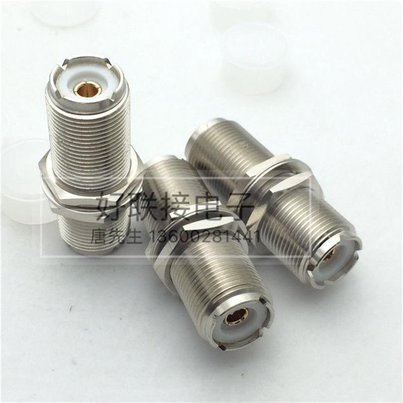 SL16母对母UHF-KKY母直通大M母双通头带螺母垫片固定式同轴转接头