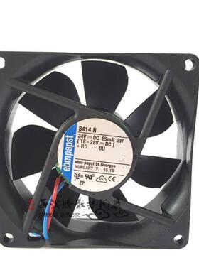 原装德国ebm 8414N/2G 8025 24V 85mA 2W 三线测速散热风扇