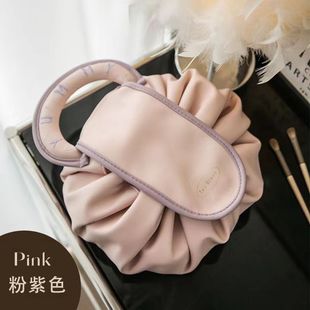 懒人抽绳化妆包女便携防水PU旅行洗漱包手提收纳袋盒箱高级 新款