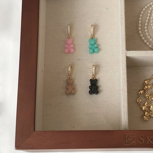 权志龙小熊吊坠镀金项链DIY搭配