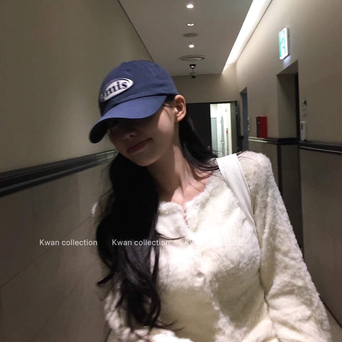 KWAN韩版emis藏青色棒球帽子男女可乐标明星同款软顶鸭舌帽新款