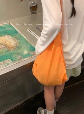 KWAN韩系多巴胺时髦多色帆布包ins轻便百搭出游chill单肩斜挎包女