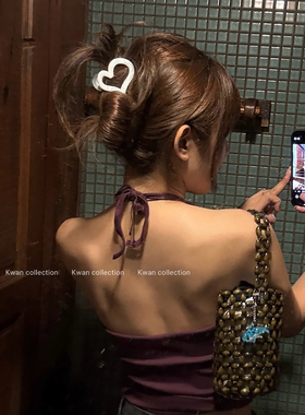 KWAN简约爱心抓夹后脑勺盘发发夹气质韩系鲨鱼夹头饰发卡2026新款