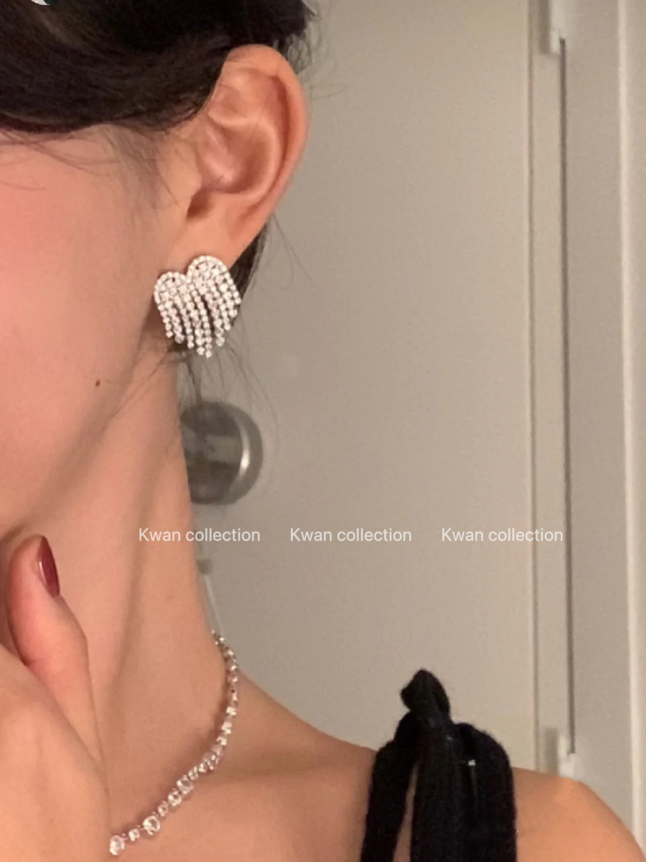 fever同款满钻爱心流苏耳钉锆石