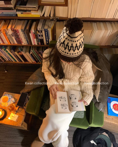 韩国毛球毛线帽秋冬护耳保暖可爱