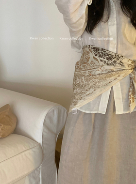 KWAN法式复古多种戴法丝巾女夏季内搭抹胸大方巾披肩头巾秀智同款
