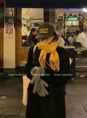 KWAN姜黄围巾女韩版ins百搭仿羊绒加厚保暖秋冬新款超大披肩围脖