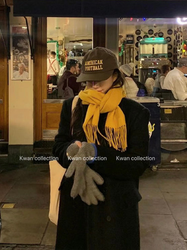 韩版姜黄围巾加厚冬季保暖百搭