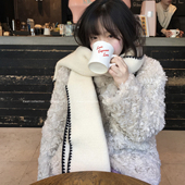 KWAN小香风白色围巾女秋冬氛围感保暖软糯百搭韩版 围脖2026新款