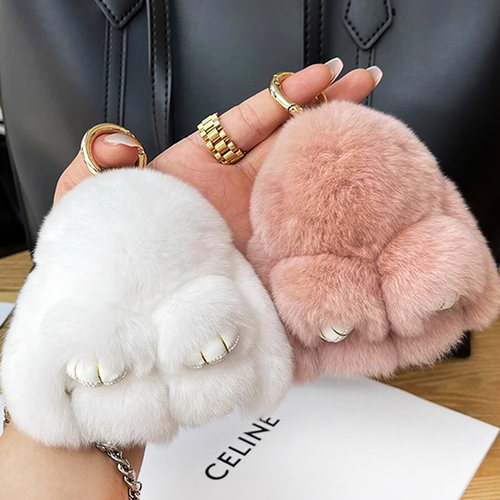 卡通真獭兔毛迷你小兔子百搭挂件