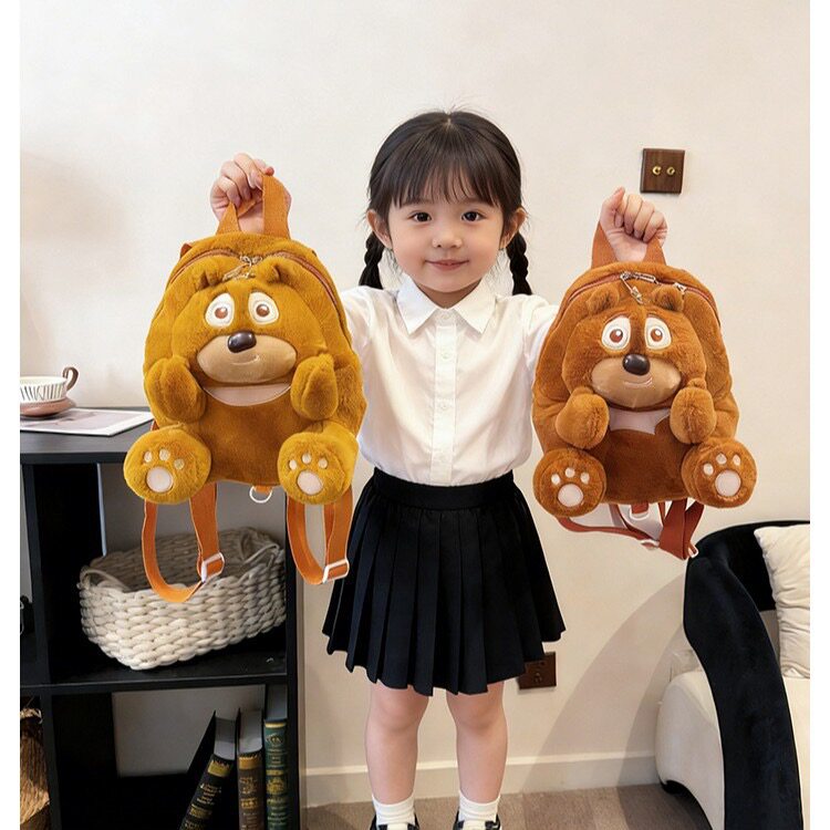 可爱熊大熊二玩偶毛绒背包网红可爱双肩包中班小班幼儿园书包礼物