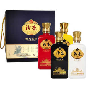 山西杏花村汾杏四大名楼53度清香型白酒纯粮食酒475mL*4瓶礼盒装