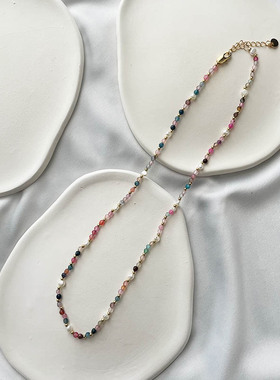 little joys彩色碧玺细项链女小众ins简约个性简约锁骨链闺蜜夏天