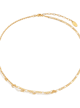 littlejoys双层珍珠链条项链