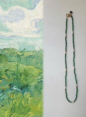 Little joys「奥维尔的绿色麦田」绿色天然石项链小众简约秀气