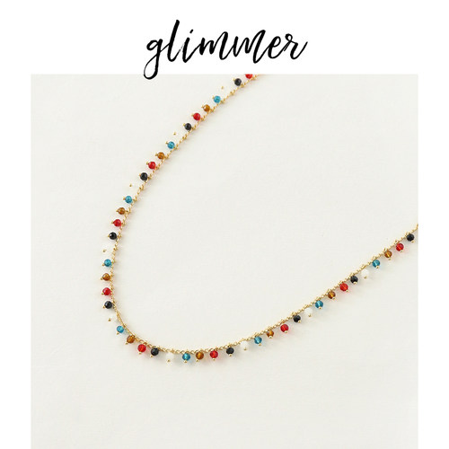彩色玻璃珠复古法式项链